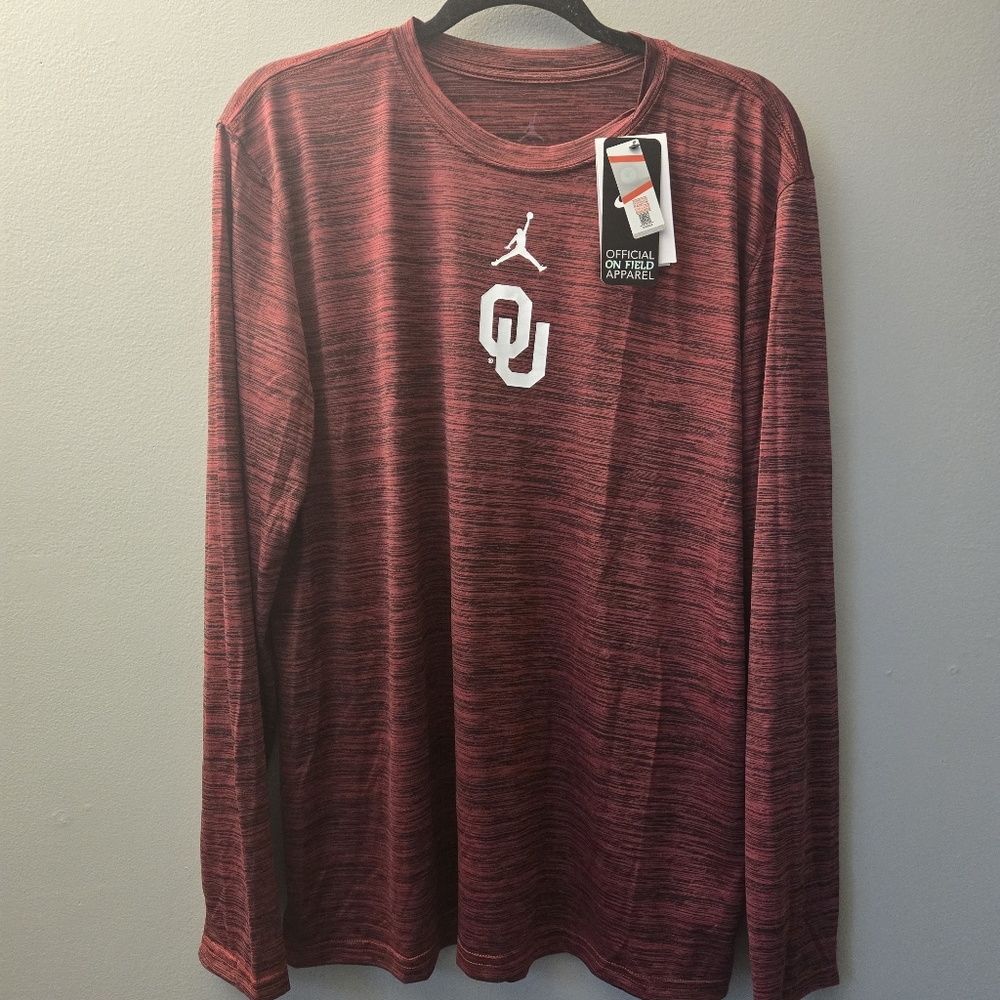 Jordan Mens Large Oklahoma Sooners Drifit Long Sleeve Performance NWT Shirt